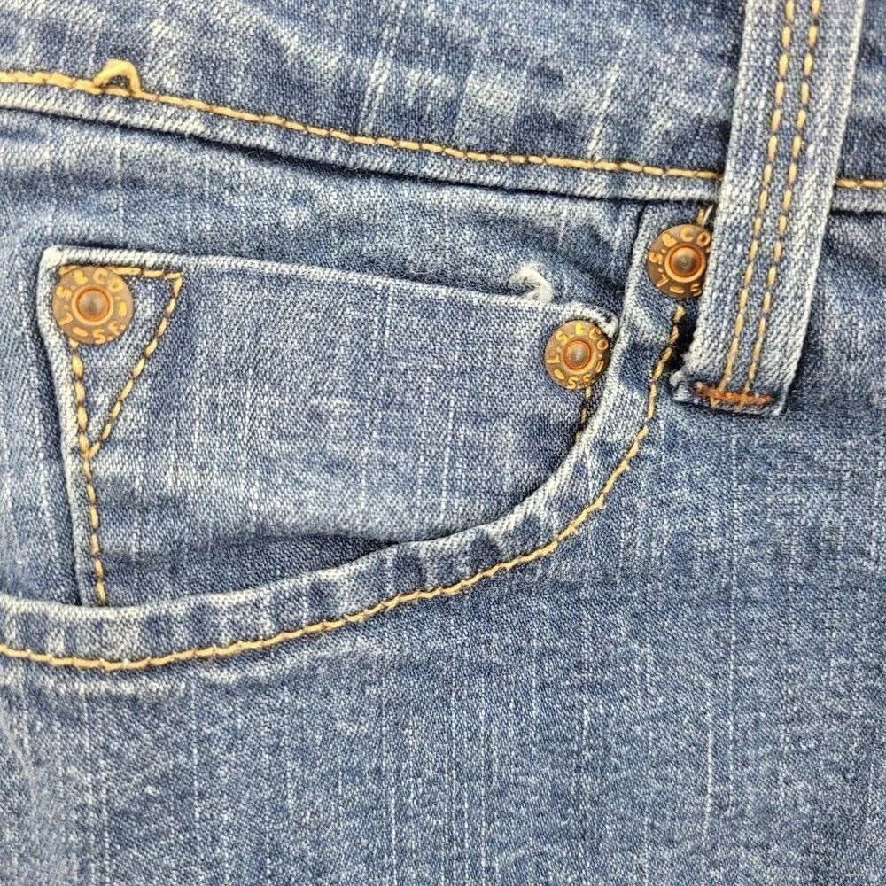 Levi's Upcycled Cutoff Jean Shorts Sz‎ 4 Mid Rise Stretch 5 Pocket Raw Hem